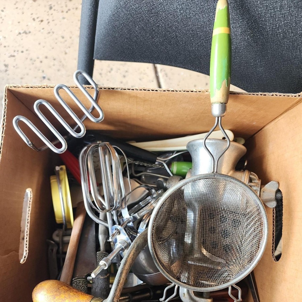 Vintage kitchen utensils and tools box lot